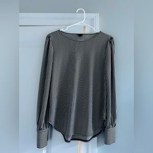 NWOT - Ann Taylor Classic and Chic Black and White- Striped Blouse